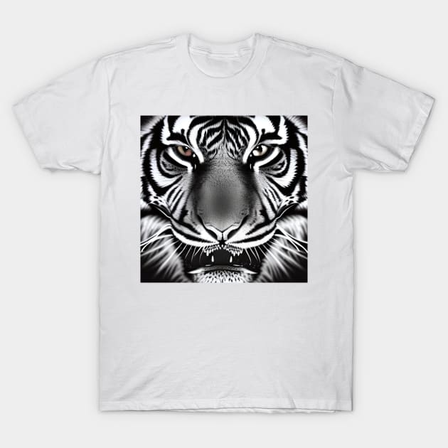 Tiger Screen Portrait Of Wildlife T-Shirt by ShopSunday